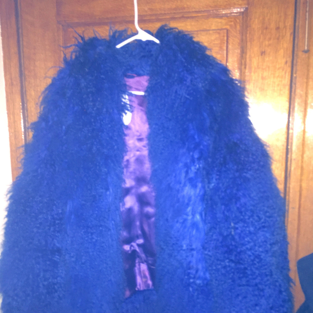 Royal Blue Lamb Fur Coat